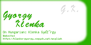 gyorgy klenka business card